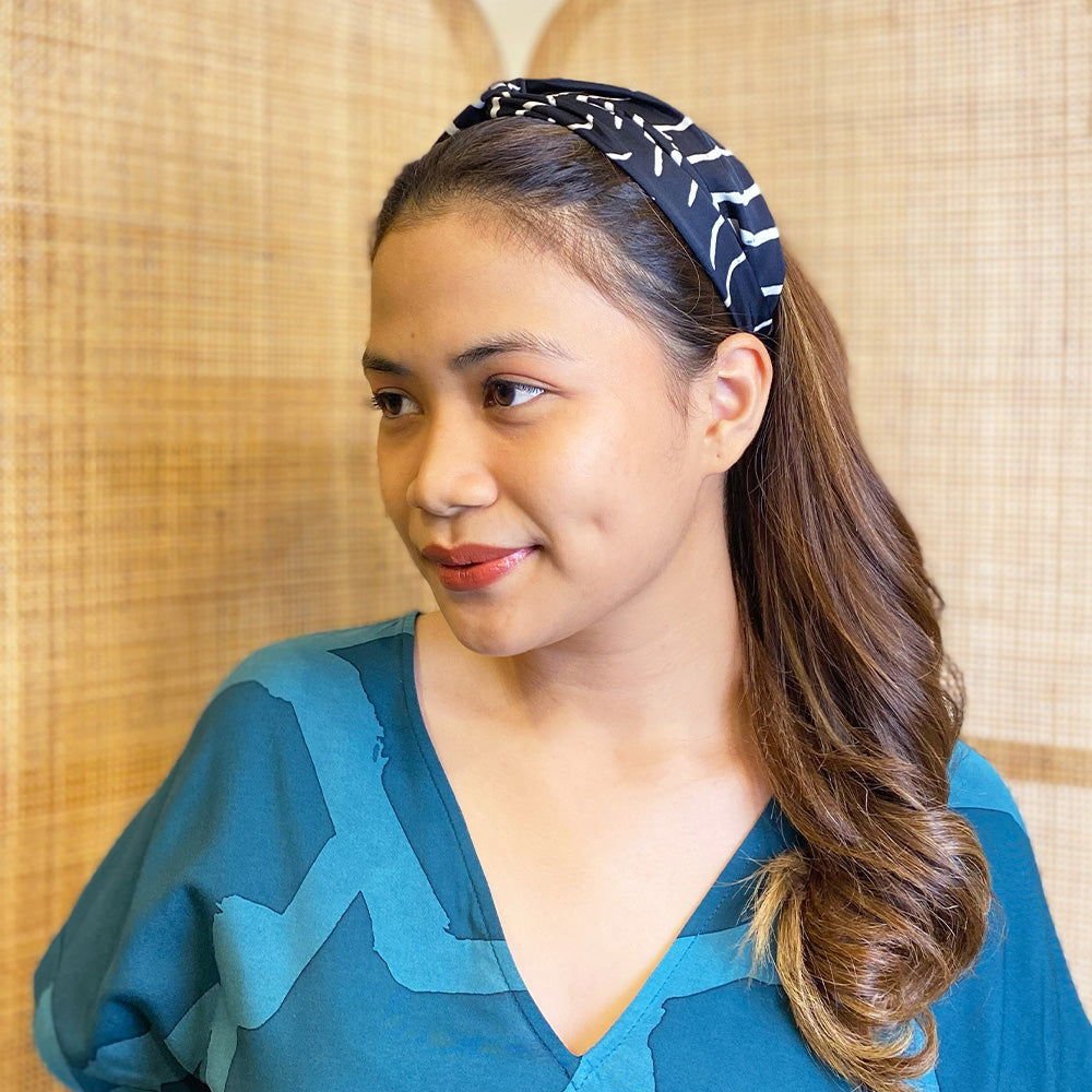 Batik Headband - Black Fern