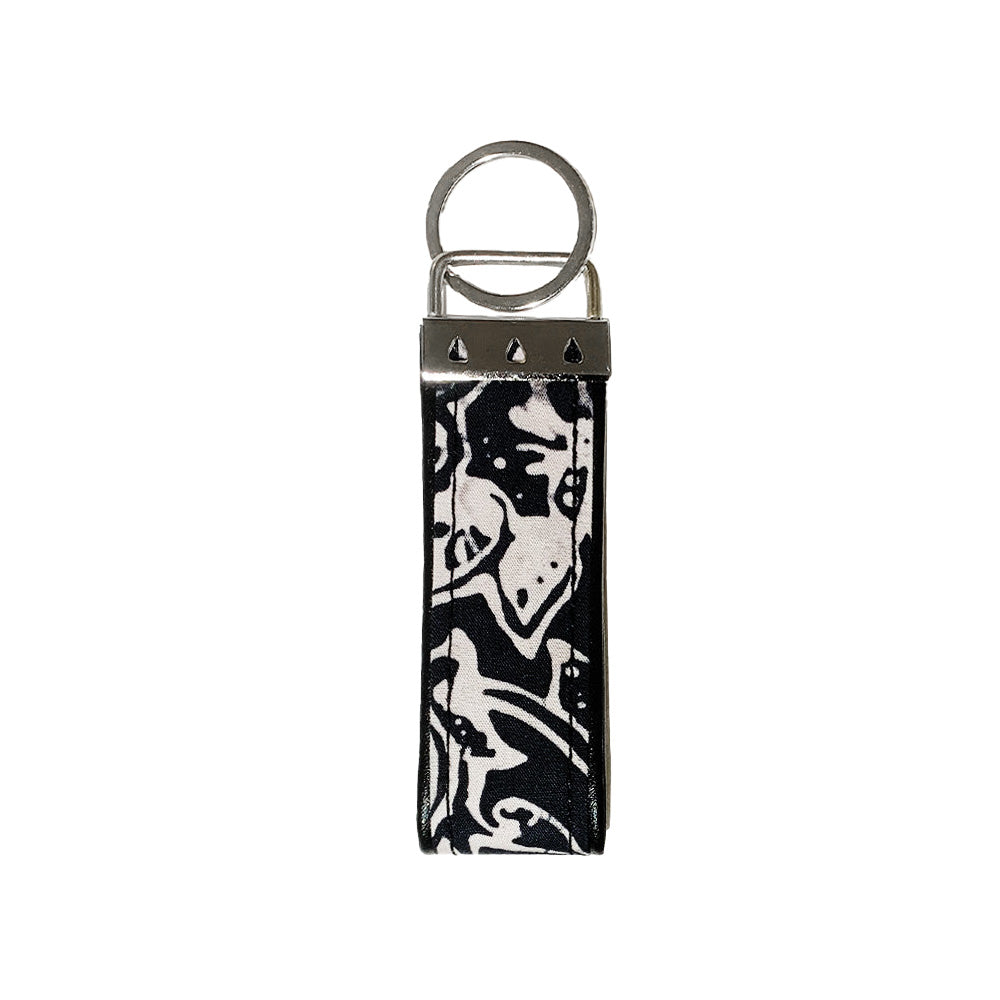 Batik Key Fob - Black Floret - Batik Boutique