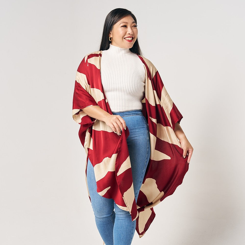 front whitebox photo of Crimson rose kimono 