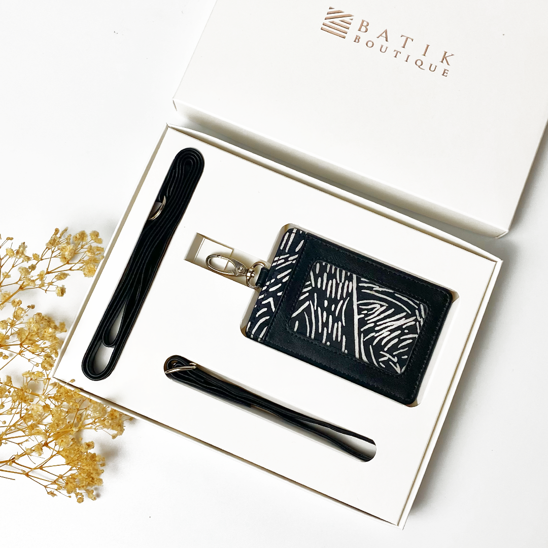 Batik Lanyard and Luggage Tag Set - Black Driftwood - Batik Boutique