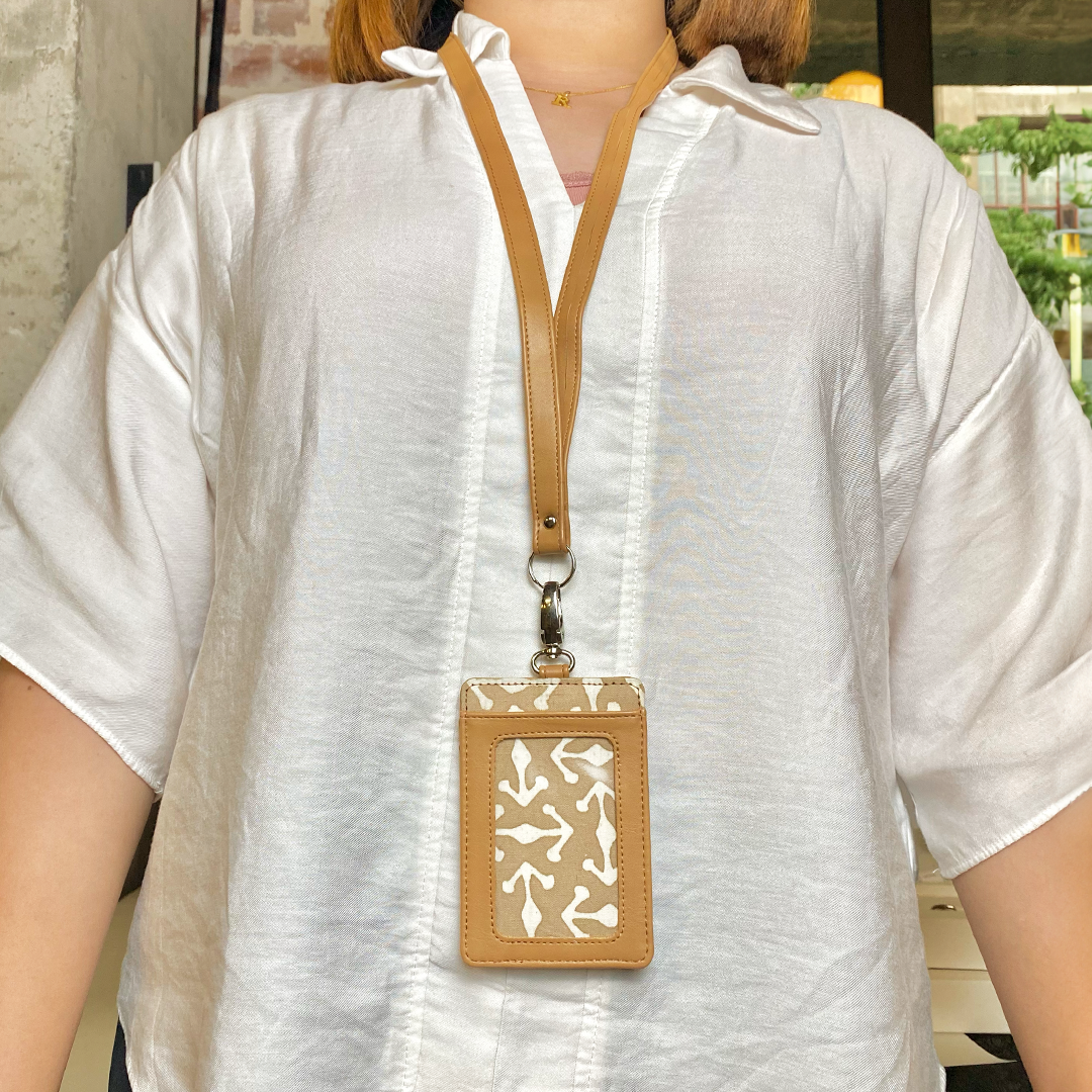 Batik Lanyard and Luggage Tag Set - Latte Kompas - Batik Boutique