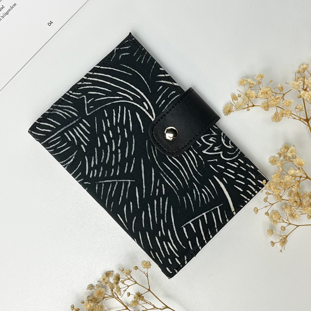 Batik + Leather Passport Cover - Black Driftwood - Batik Boutique