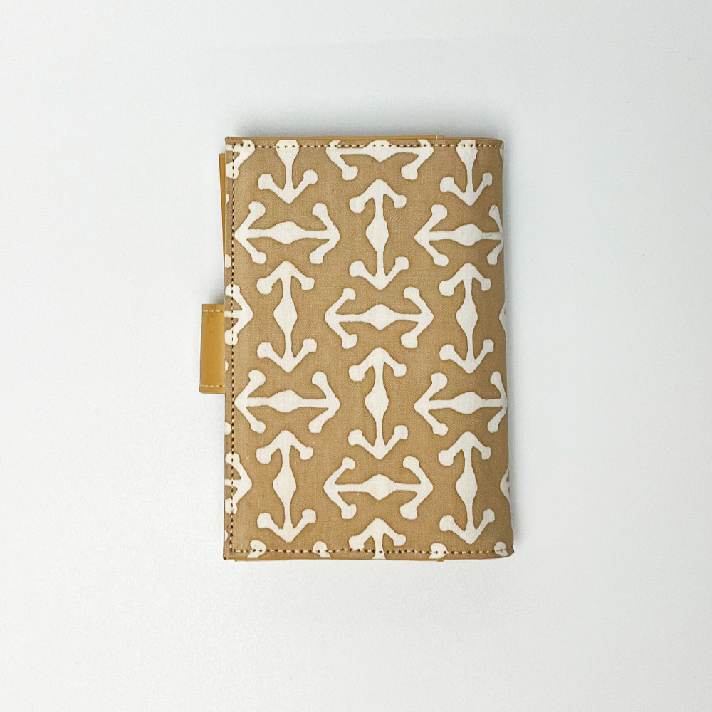 Batik + Leather Passport Cover - Latte Kompas - Batik Boutique
