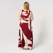 Batik Maxi Dress - Crimson Rose - Batik Boutique- Back view