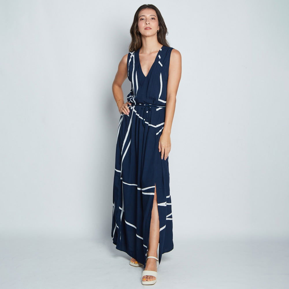 Batik Maxi Dress - Navy Brush - Batik Boutique