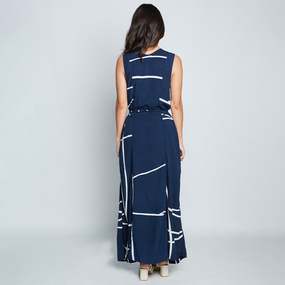 Batik Maxi Dress - Navy Brush - Batik Boutique