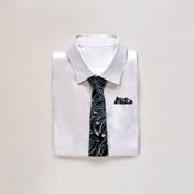 Batik Neck Tie & Pocket Square (Silk Cotton) - Black Driftwood - Batik Boutique
