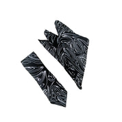 Batik Neck Tie & Pocket Square (Silk Cotton) - Black Driftwood - Batik Boutique