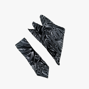 Batik Neck Tie & Pocket Square (Silk Cotton) - Black Driftwood - Batik Boutique