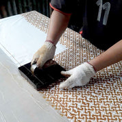 Batik Neck Tie & Pocket Square (Silk Cotton) - Midnight Arabesque artisan photo 