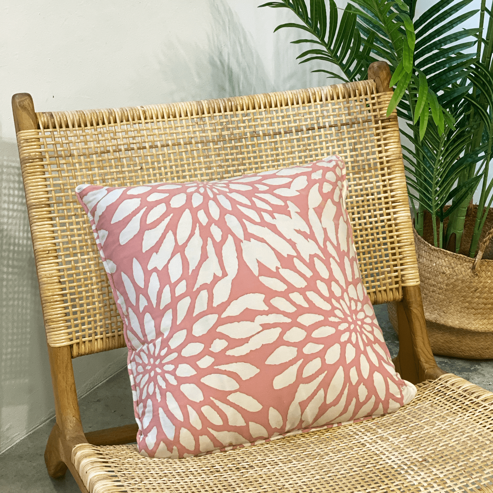 Shop our Artisan-Made Batik Pillow Cover (Square) - Coral Bunga