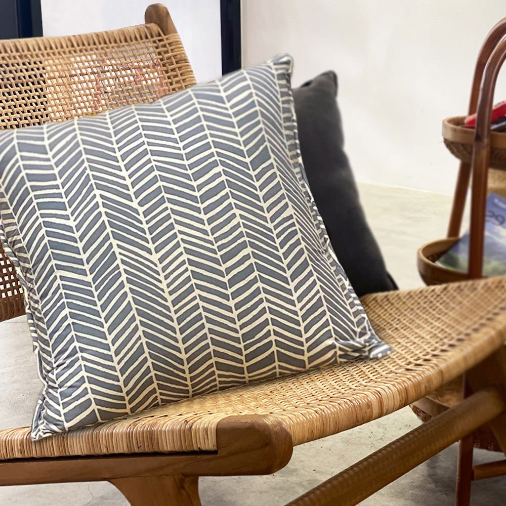Artisan-Made Grey Banana Leaf Batik Pillow Cover (Square) with Social Impact