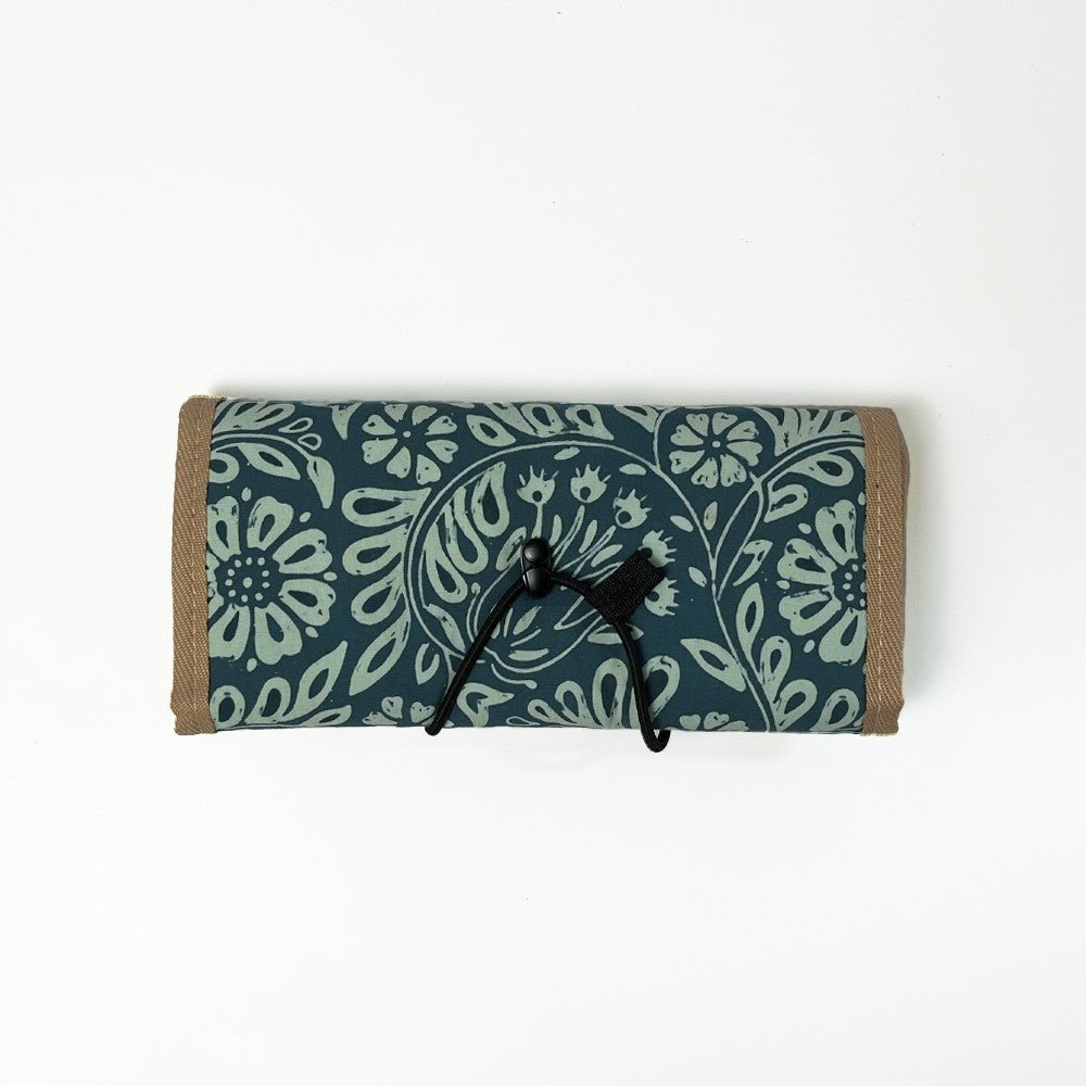 Teal ukir Travel pouch  back view 
