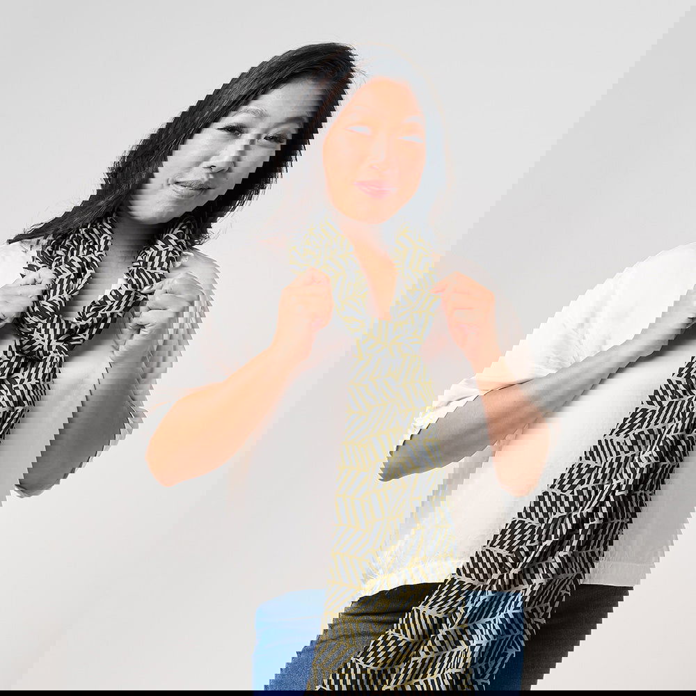 Batik Scarf (Silk Cotton) - Black Banana Leaf - Batik Boutique