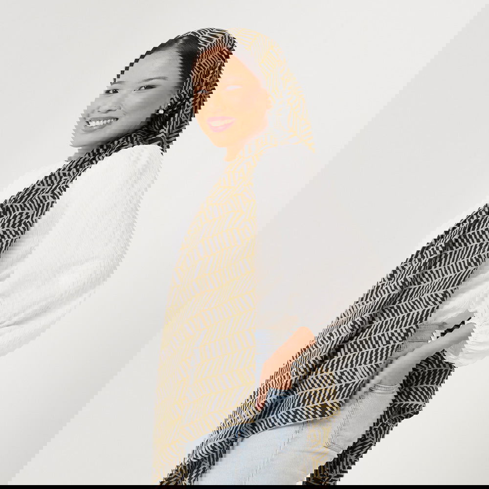 Batik Scarf (Silk Cotton) - Black Banana Leaf - Batik Boutique