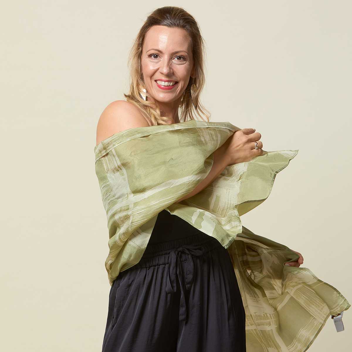 Batik Scarf (Silk Cotton) - Brushed Olive - Batik Boutique