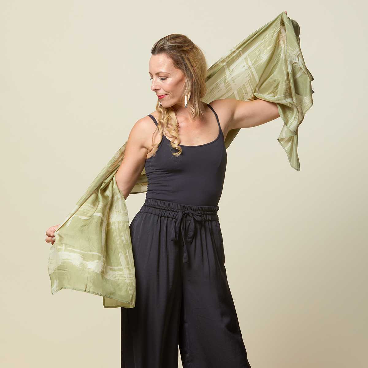Batik Scarf (Silk Cotton) - Brushed Olive - Batik Boutique