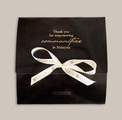 Batique boutique scarf in Starry palma  back of box. 