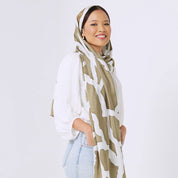 Batik Scarf (Silk Cotton) - Stone Chain - Batik Boutique