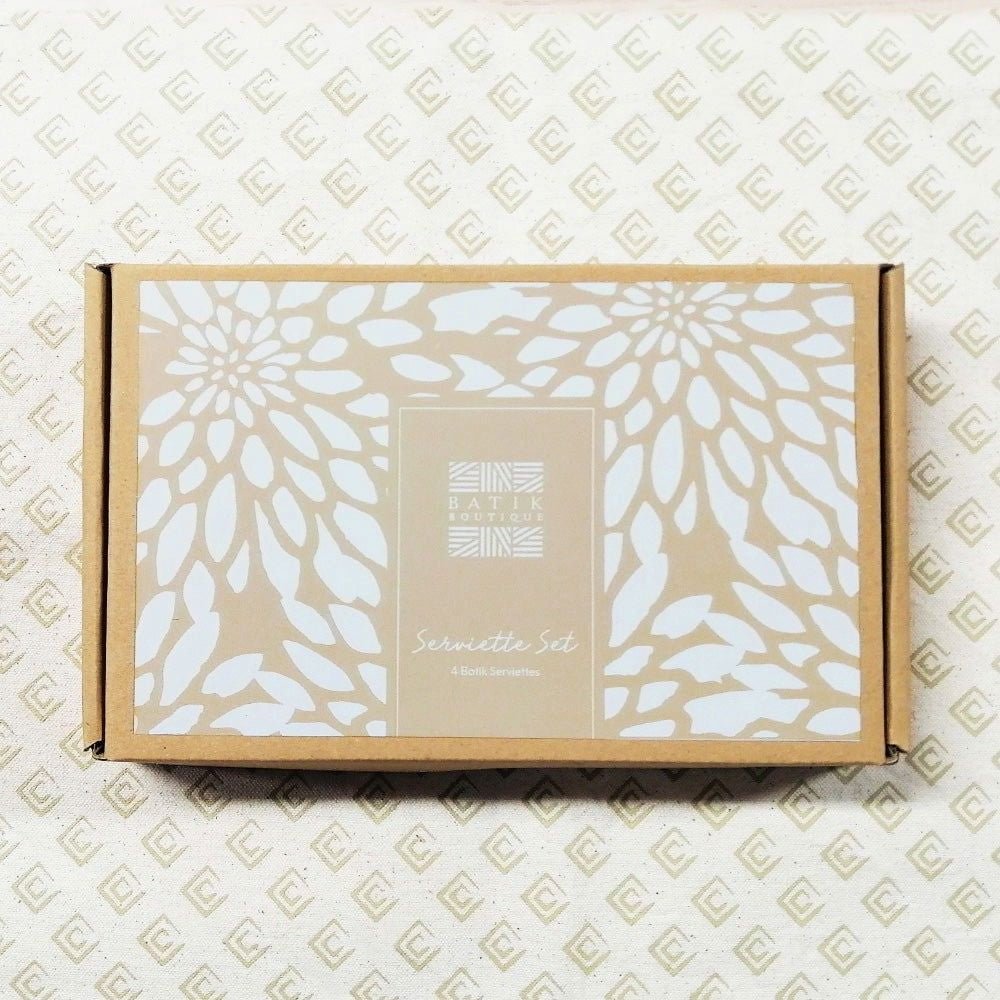 Batik Serviette Set Tan Bunga box 