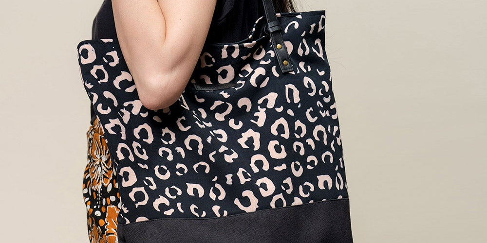 Batik Tote Bag (Canvas base) - Black Leopard - Batik Boutique