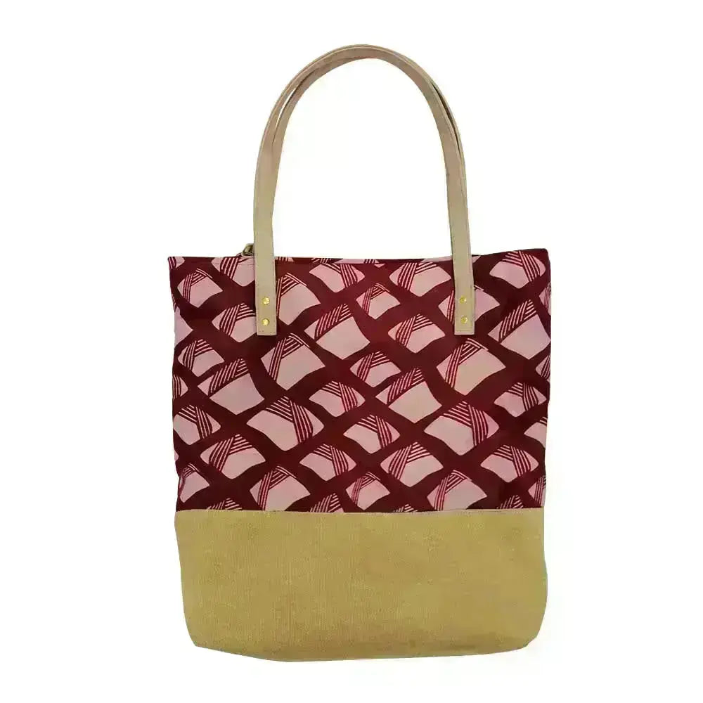 Batik Tote Bag (Canvas base) - Crimson Nasi Lemak - Batik Boutique