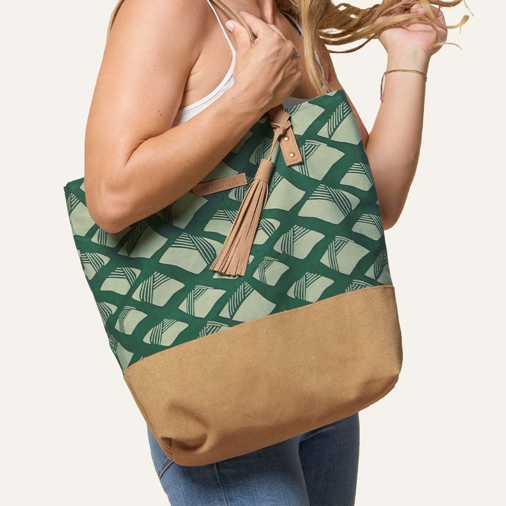 Batik Tote Bag (Canvas base) - Green Nasi Lemak - Batik Boutique