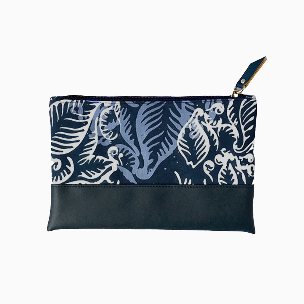 Batik Zip Pouch - Blue Nautical Fern - Batik Boutique