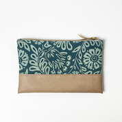 Batik Zip Pouch - Teal Ukir - Batik Boutique