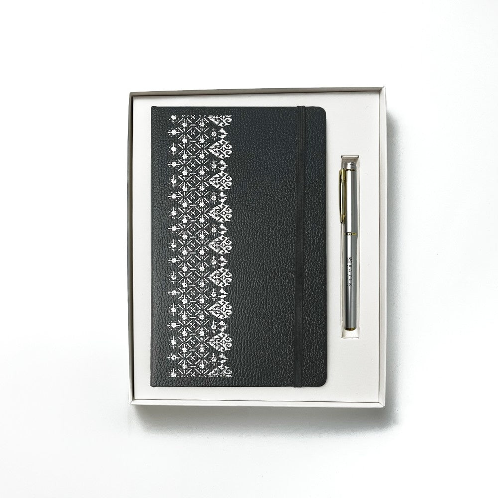 Batik-Inspired Journal & Pen - Black Anyam