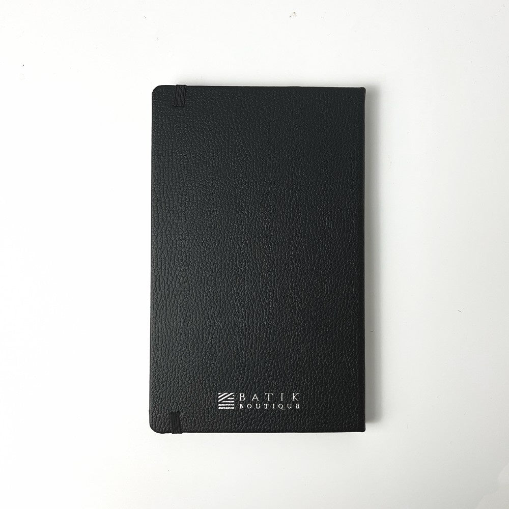 Batik-Inspired Journal & Pen - Black Anyam Back view 