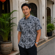 Men's Batik Shirt - Black Floret