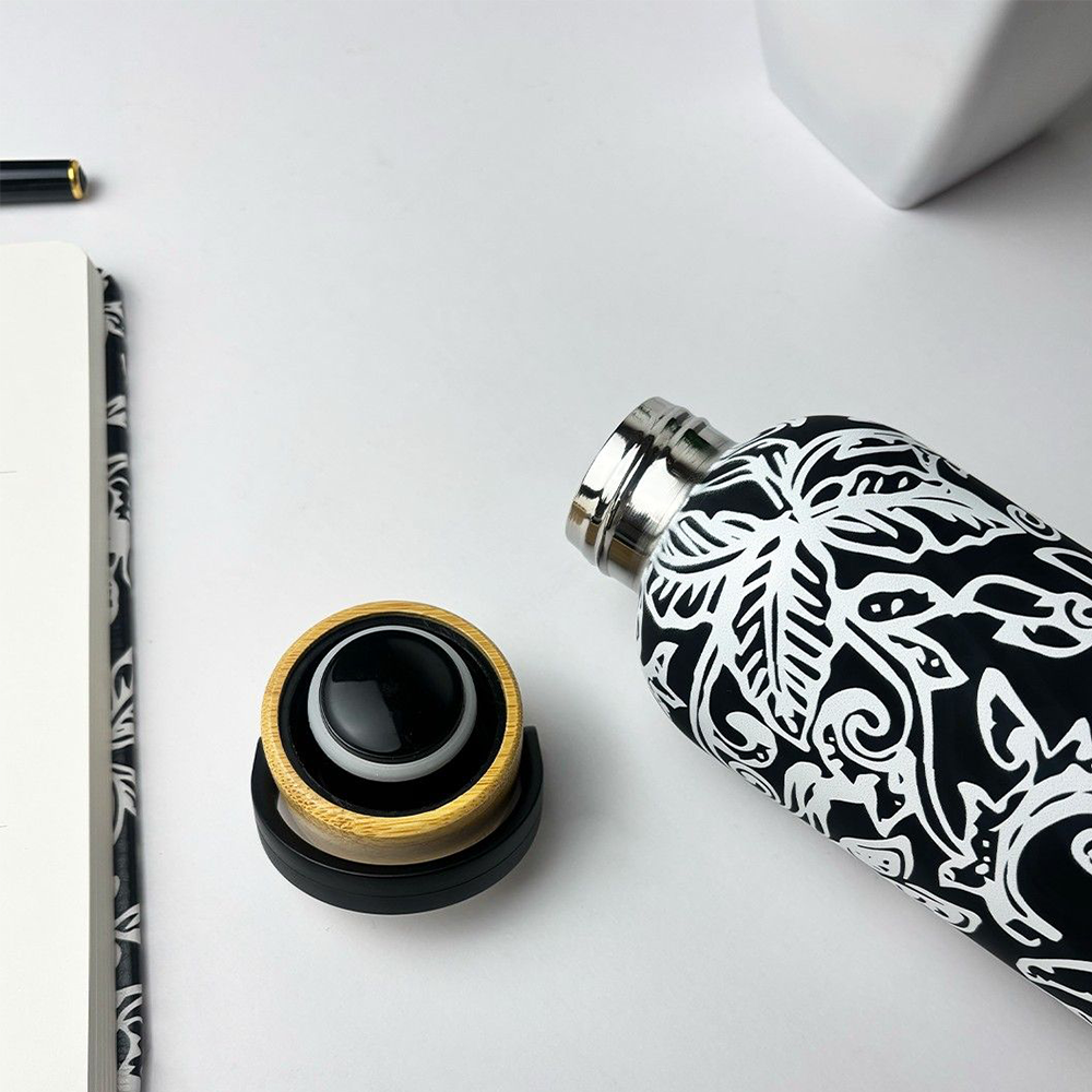 Stainless Steel Tumbler - Black Floret