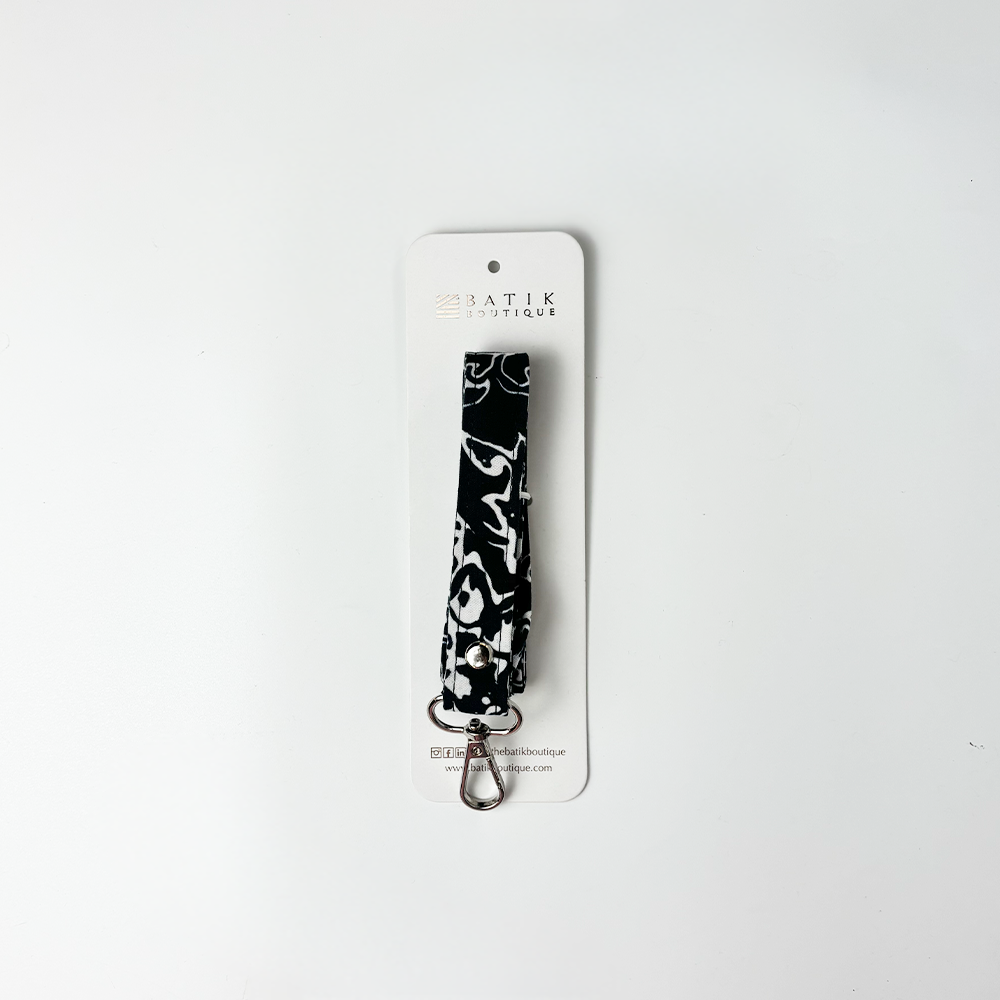 Batik Lanyard - Black Floret show in its packaging 