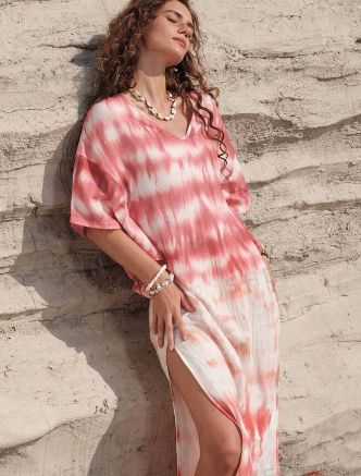 Boho Dress - Peach Shibori - Batik Boutique