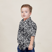 Boy's Batik Shirt - Black Floret - Batik Boutique