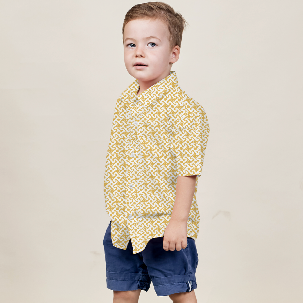 Boy's Batik Shirt - Mustard Arabesque - Batik Boutique