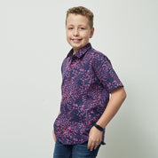 Boy's Batik Shirt - Purple Bintik - Batik Boutique