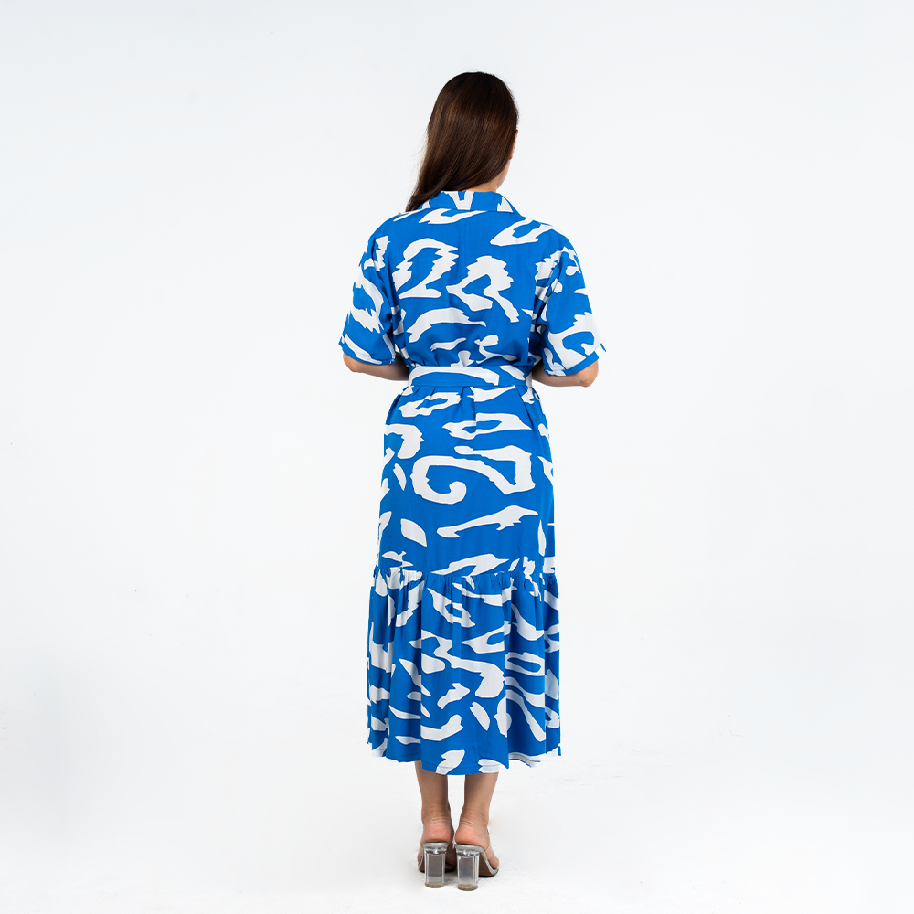 Batik Button-Up Dress - Blue Rimba