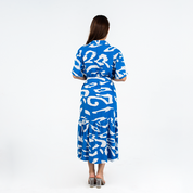Batik Button-Up Dress - Blue Rimba