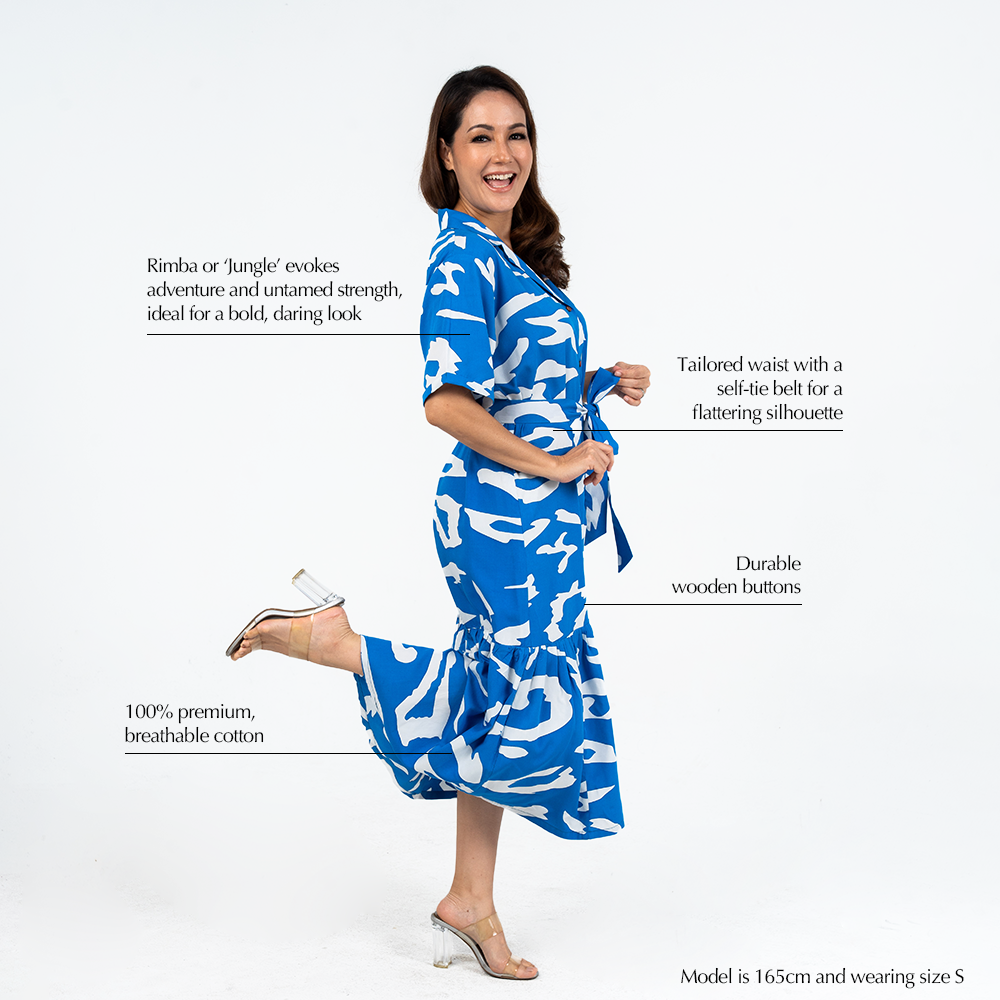 Batik Button-Up Dress - Blue Rimba