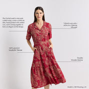 Batik Button-Up Dress - Red Orchid