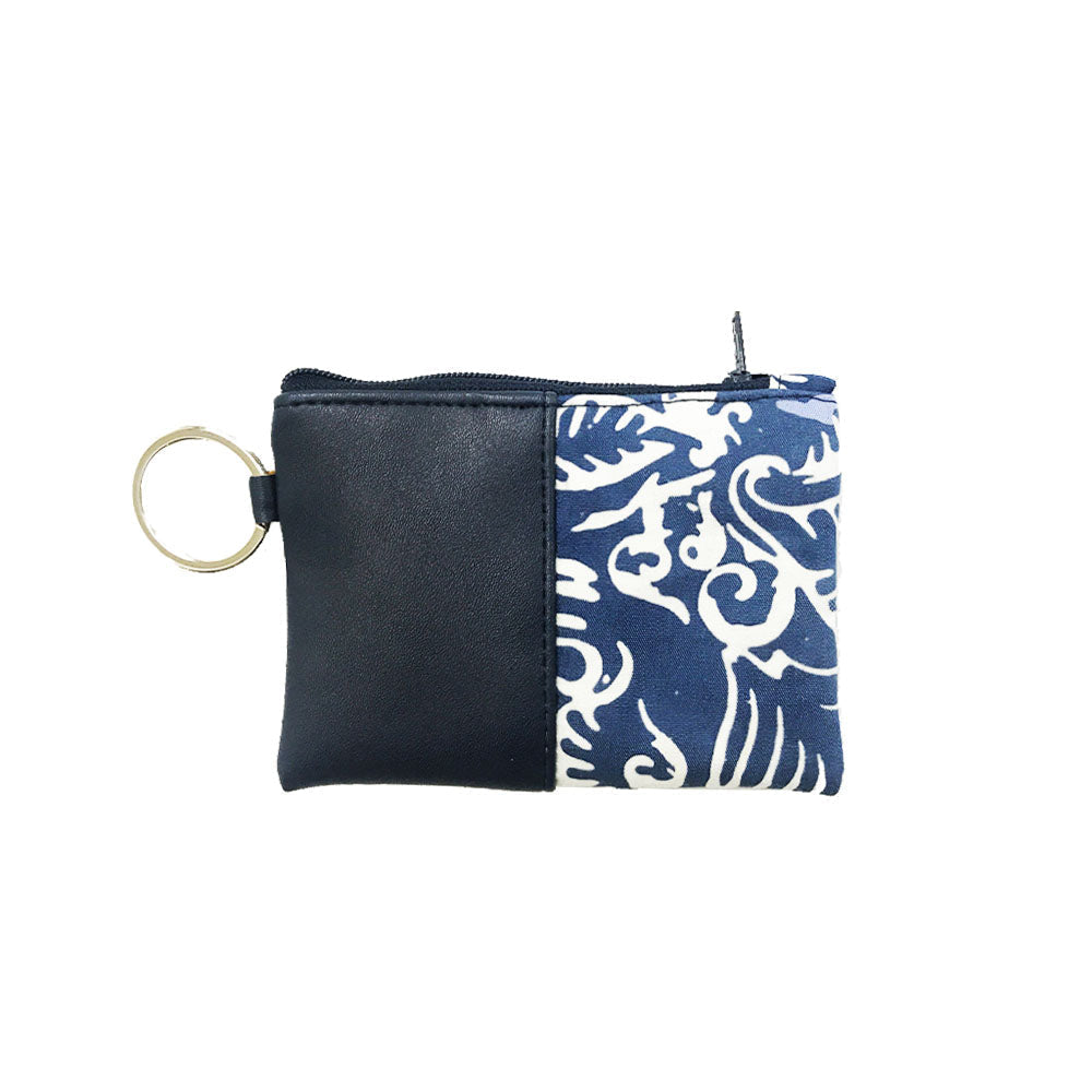 Card Holder Wallet - Blue Nautical Fern - Batik Boutique