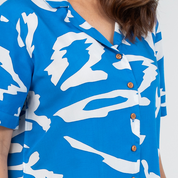 (SALE) Women's Batik Cuban Shirt - Blue Rimba