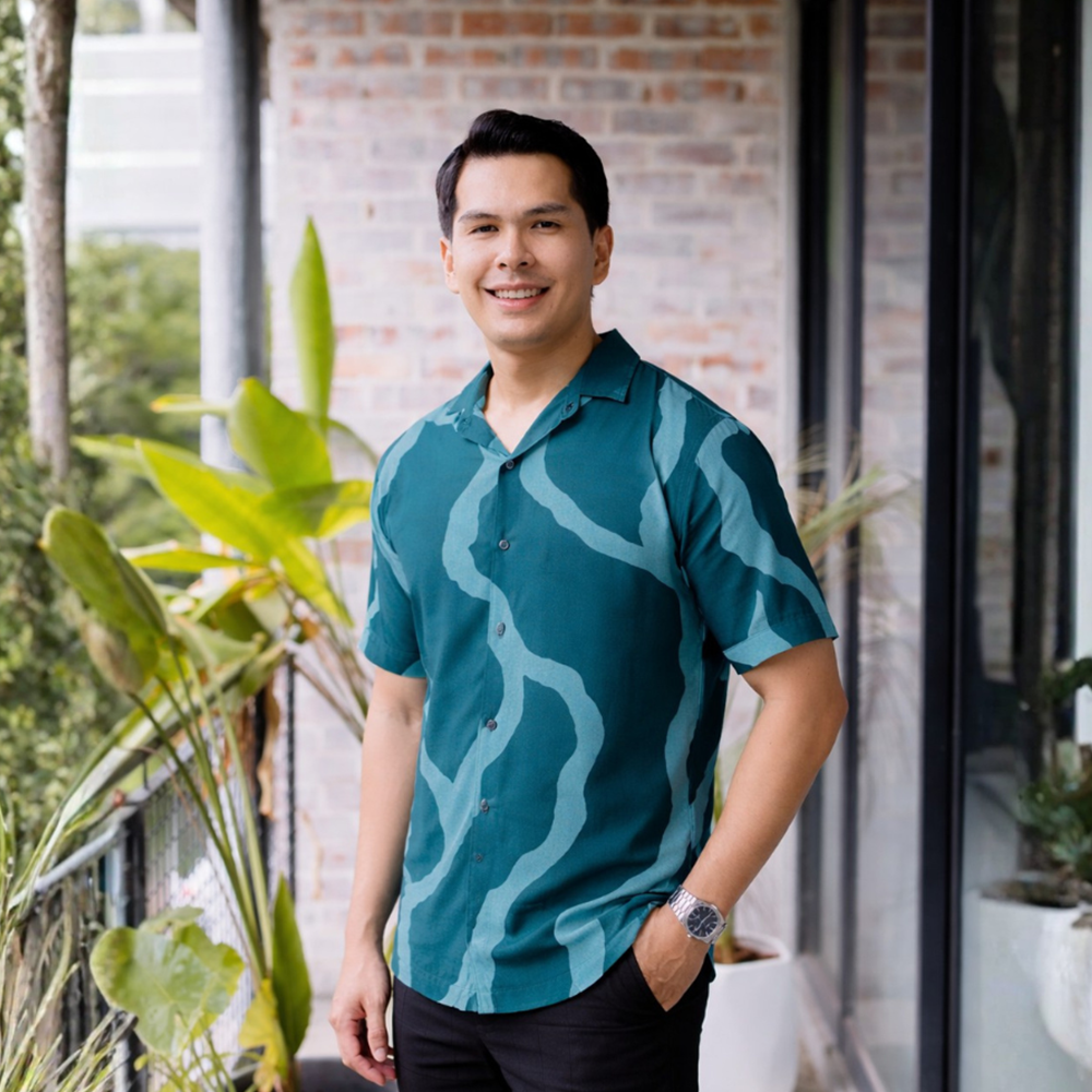 Men's Batik Cuban Shirt - Forest Chain