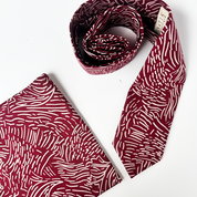 Batik Neck Tie & Pocket Square (Silk Cotton) - Crimson Driftwood