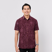(SALE) Men's Classic Batik Shirt - Garnet Petola