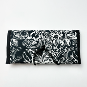 Batik Roll-Up Travel Pouch - Black Floret