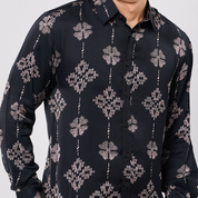 Men's Long-Sleeved Batik Shirt - Onyx Songket