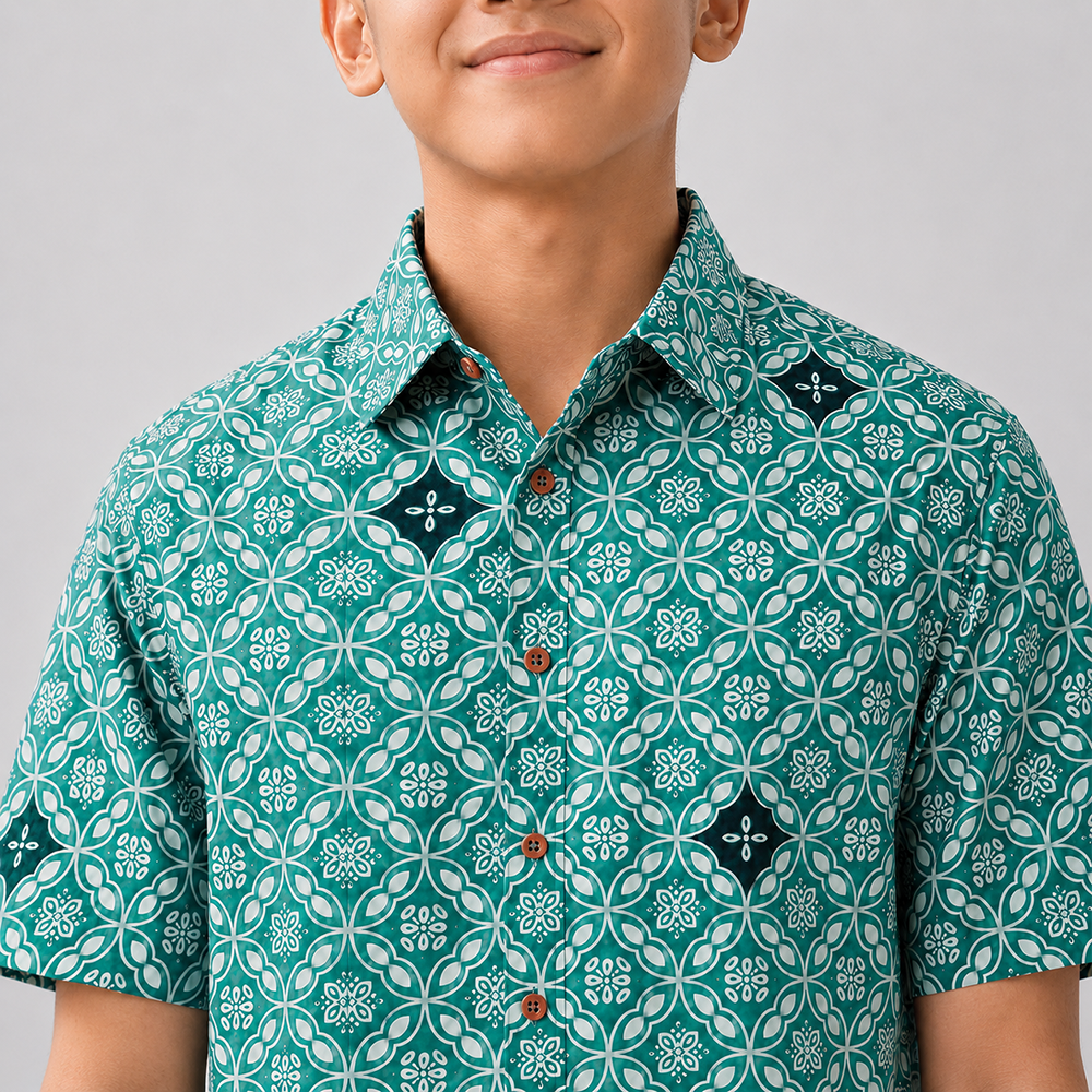 Boy's Batik Shirt - Topaz Kuih Cara
